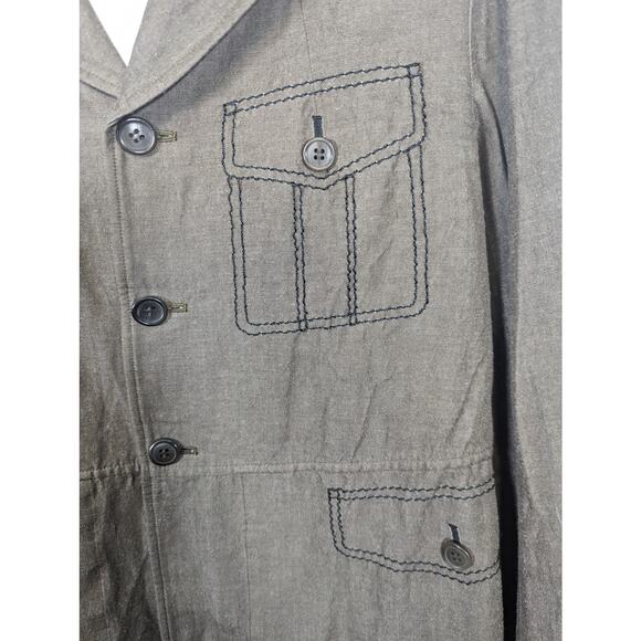 Comme des Garçons Blazer Wool Linen Army Green Faux Pocket Stitch Sz M NWT - Picture 7 of 12